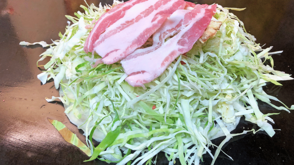 キャベツを使ったお好み焼き