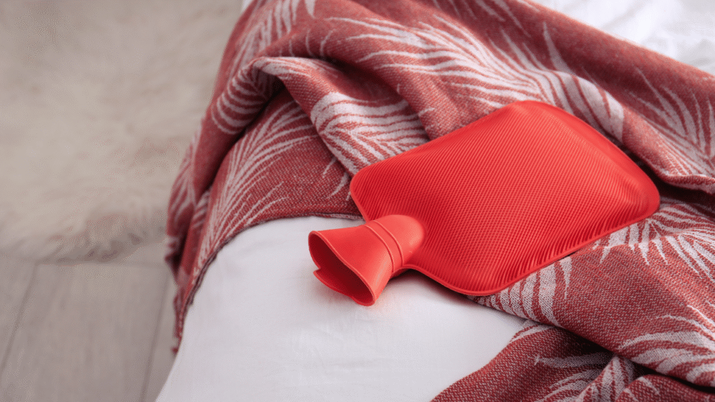 ベッドの上の湯たんぽ